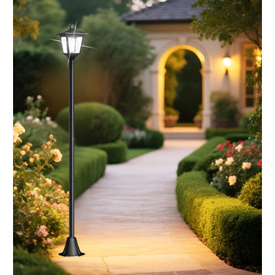 Lampadaire 67 po à énergie solaire pour l'extérieur - aucun câblage requis, lumière DEL imperméable à hauteur réglable pour les allées, la cour, la pelouse et le jardin