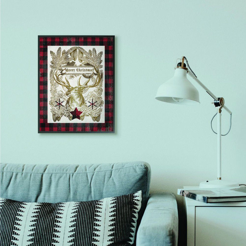 «Merry Christmas Moose», impression, H 30 po x l 24 po, Giclée encadrée noir minuit