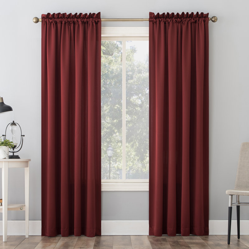 Millen Polyester Thermal Room Darkening Curtain Panel, 54" W x 63" L, Red