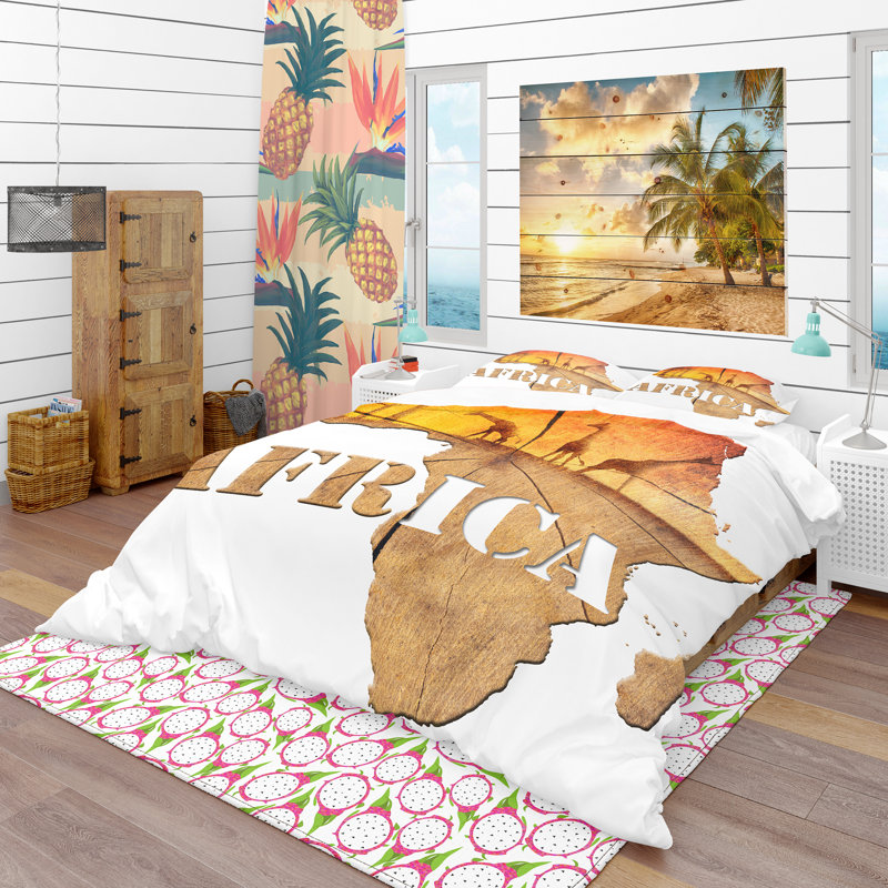 Ensemble de housse de couette tropical, Housse de couette double / grand + 2 taies