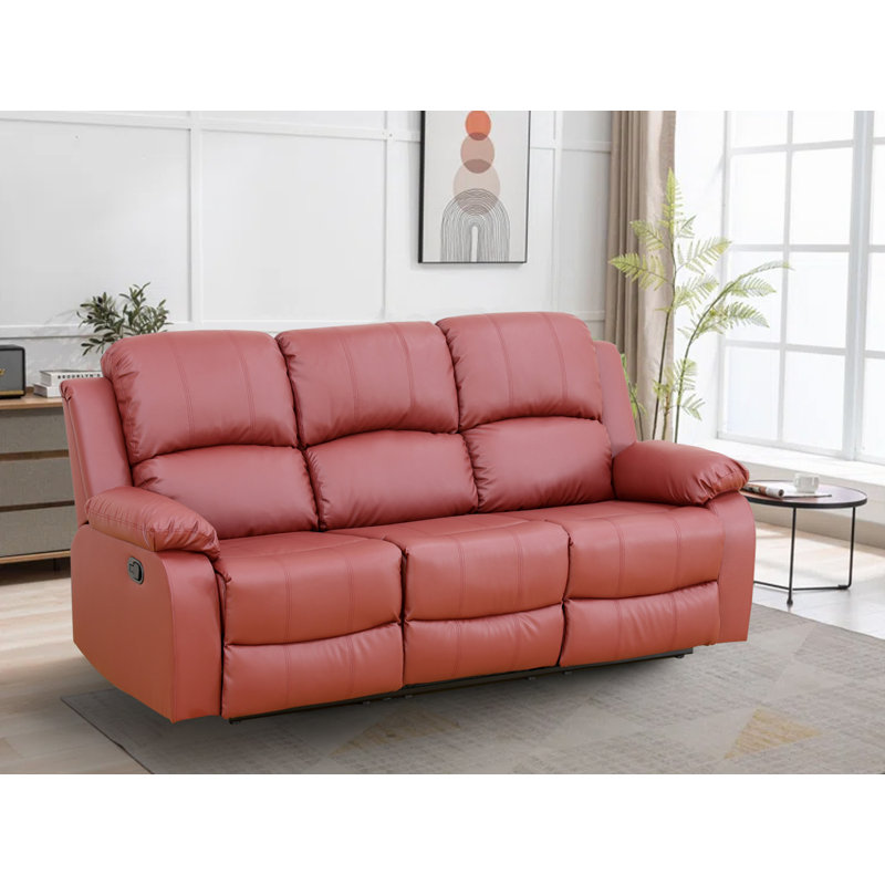 Lysi Faux Leather Recliner, Red Faux Leather