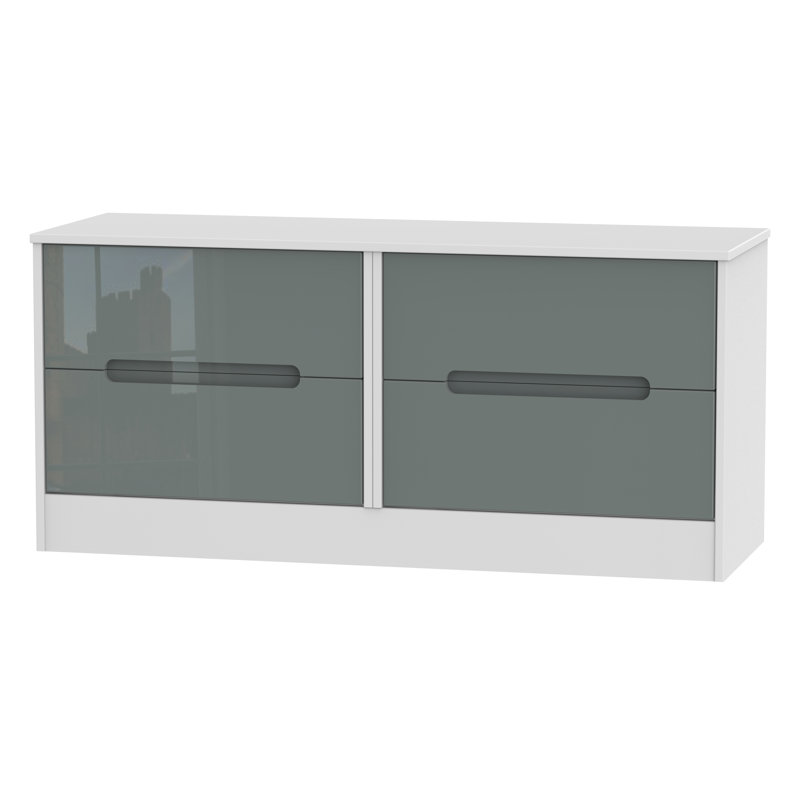 Fully Assembled Vernon 4 Drawer Chest, Grey Gloss/White