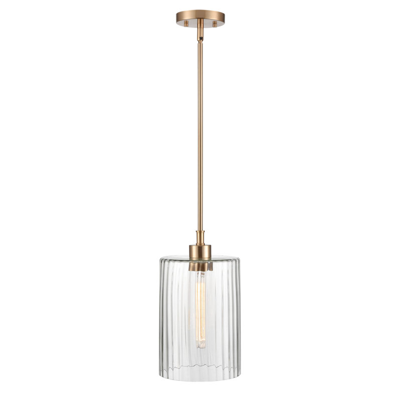 Luminaire suspendu cylindrique à 1 lumière Dariyelle, Or moderne