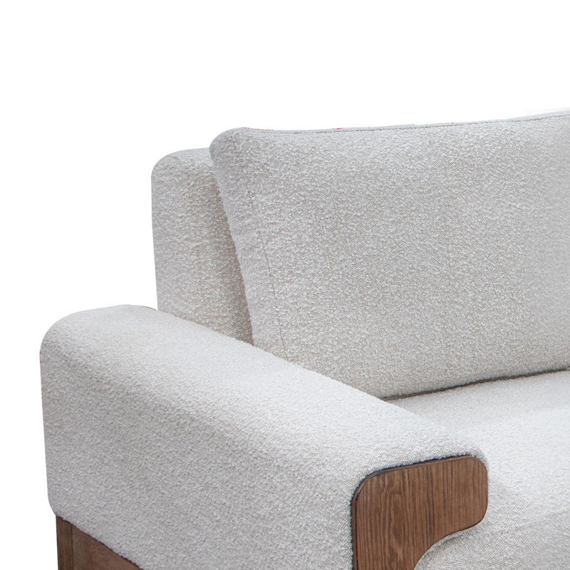 Sedona Wooden Frame & Base, Armchair, Ivory Polyester Blend