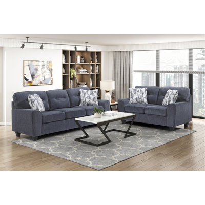 Mobilier de salon contemporain en bois et chenille
