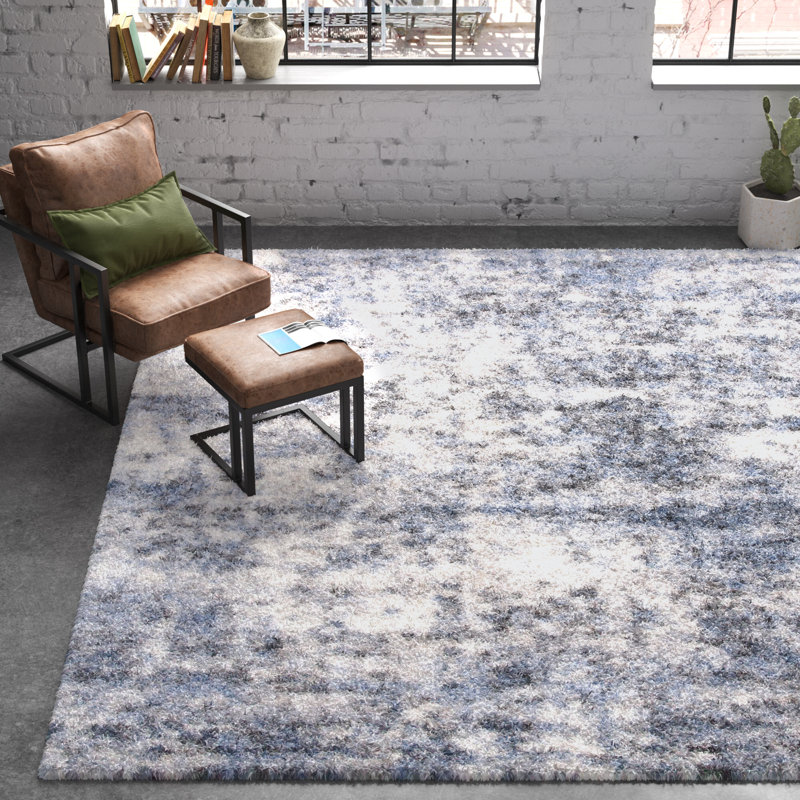Tapis ivoire / bleu Niels, Rectangle 6 pi x 9 pi