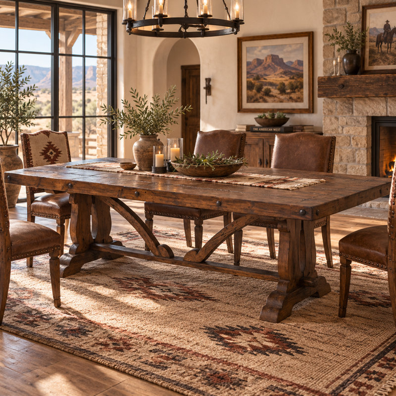 Canyon Ridge Rustic Trestle Dining Table (97")