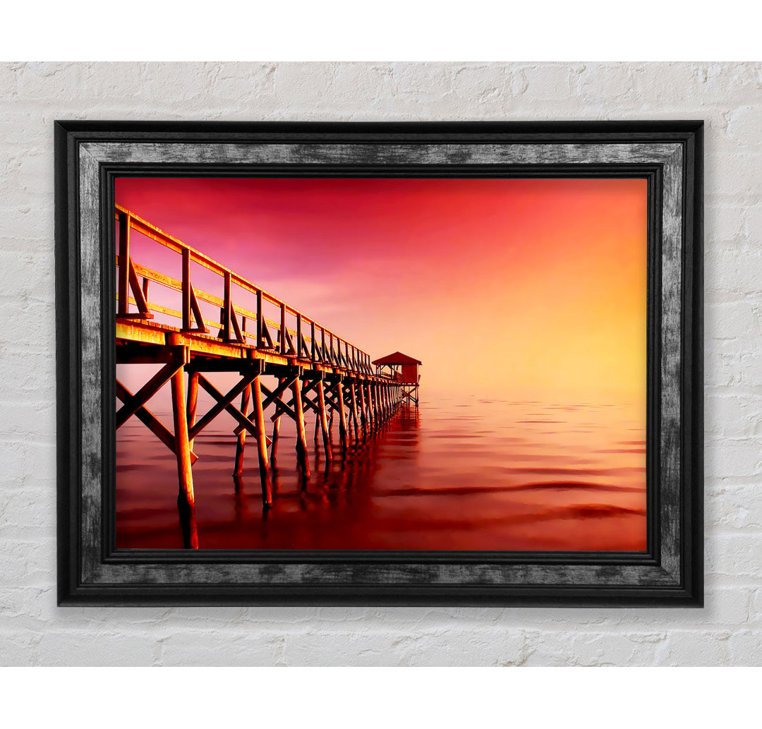 Tranquil Ocean Pier Pink - Einzelner Bilderrahmen Kunstdrucke