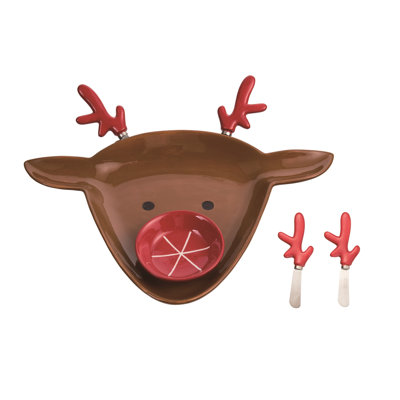 Ensemble de 4 croustilles et trempette renne de Noël brun Dolomite Holiday Aisle®