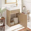 Meuble-lavabo flottant de 15,7 po avec lavabo SMC réversible, armoire en panneau de fibres à densité moyenne à devant ondulé, conception à pousser sans ouverture, charnières à fermeture en douceur-147701752