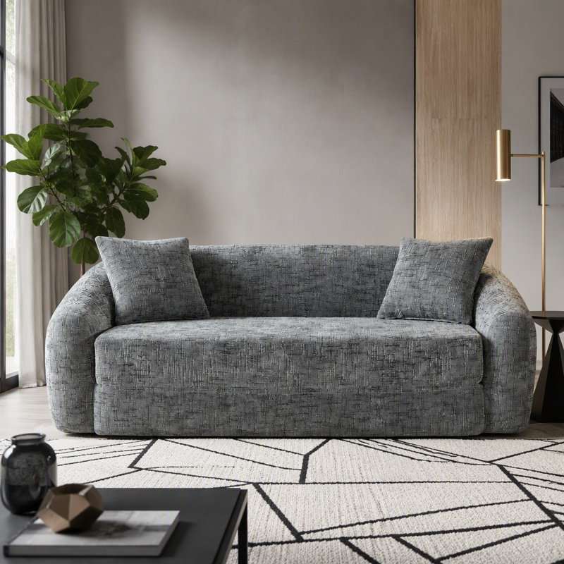 Canapé inclinable incurvé convertible avec confort profond, L 87 po, Grey Chenille