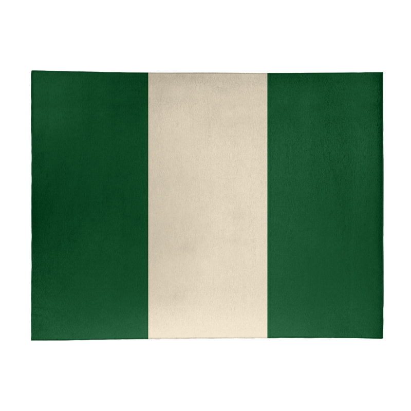 Tapis à rayures vert/crème, Rectangle 9 pi x 12 pi