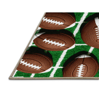 Washable American Football Sports Area Rug