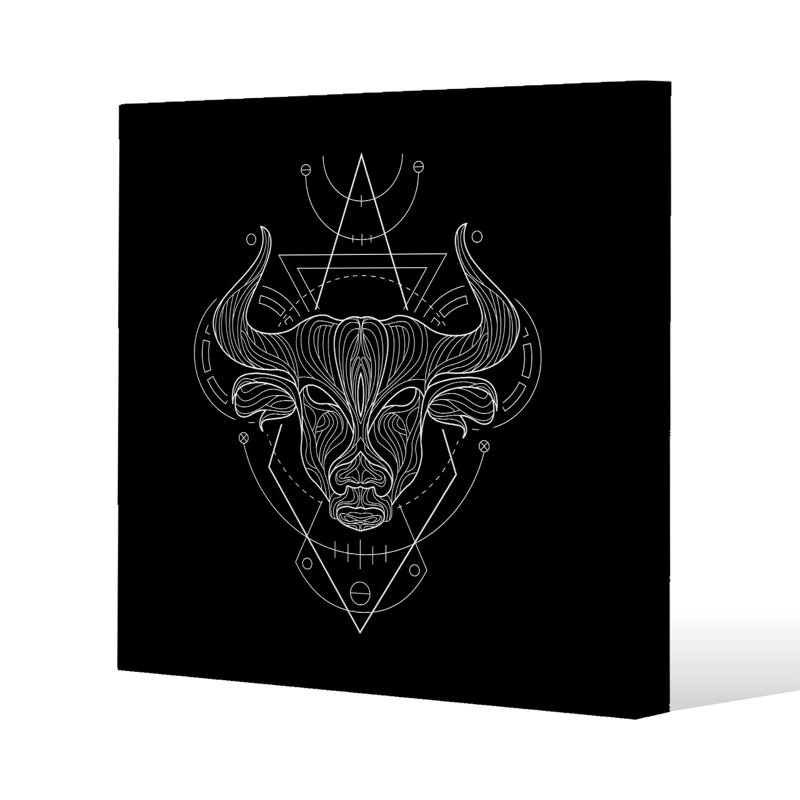 Zodiac Taurus Geometric - Wrapped Canvas Print, 77cm H x 77cm W