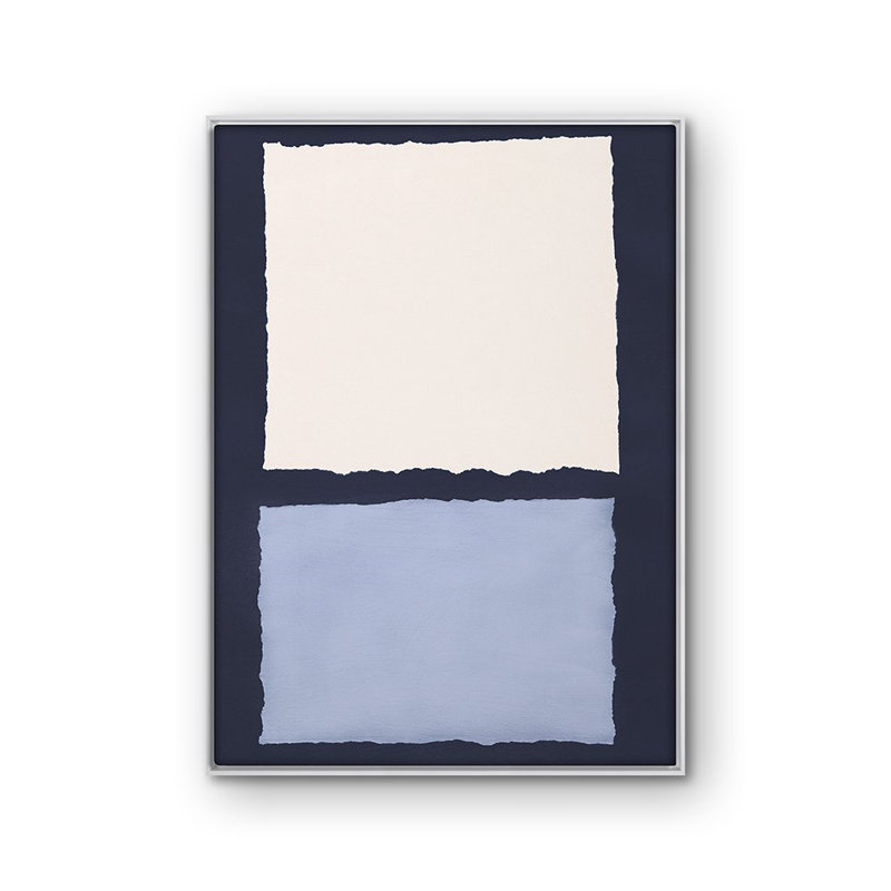 «Blue Colorblock 1» par Kyle Goderwis, peinture sur toile encadrée