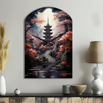 Horloge murale asymétrique en métal, art mural japonais, viafora Japon Art Mystical Pagoda