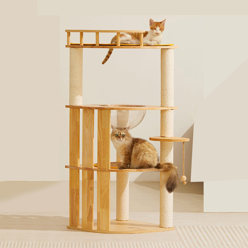 Arbre à chat d'angle en bois massif