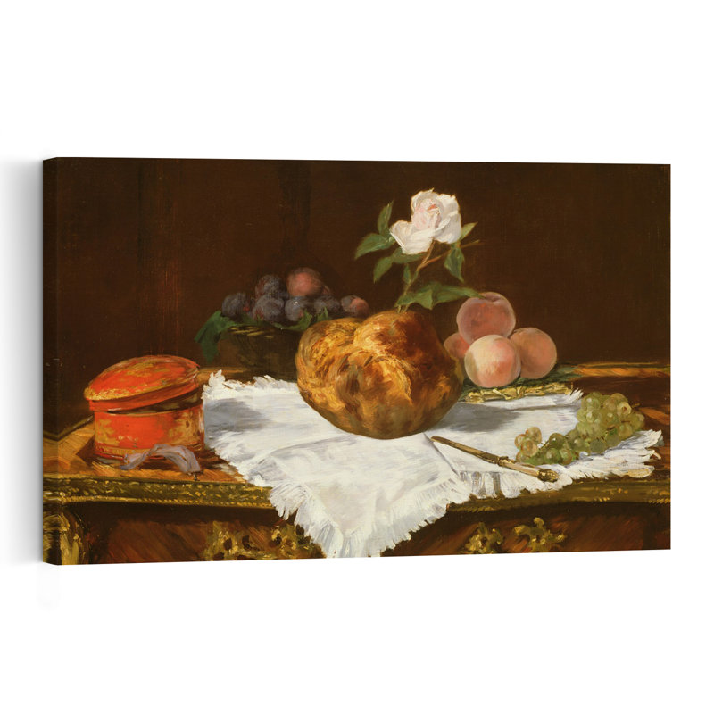 La Brioche, 1870 - Affiche murale abstraite contemporaine représentant des fleurs et des fruits, H 40 po x l 60 po