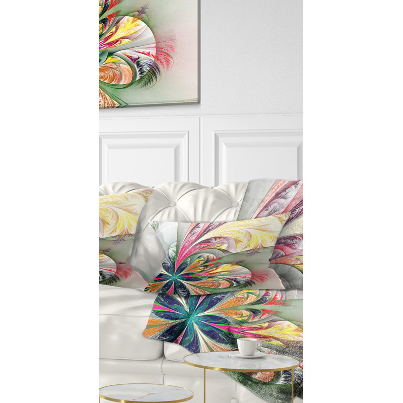 Coussin décoratif multicolore fractal - imprimé floral