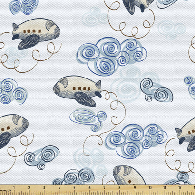 Chervon Airplanes and Clouds Multi-Purpose Fabric