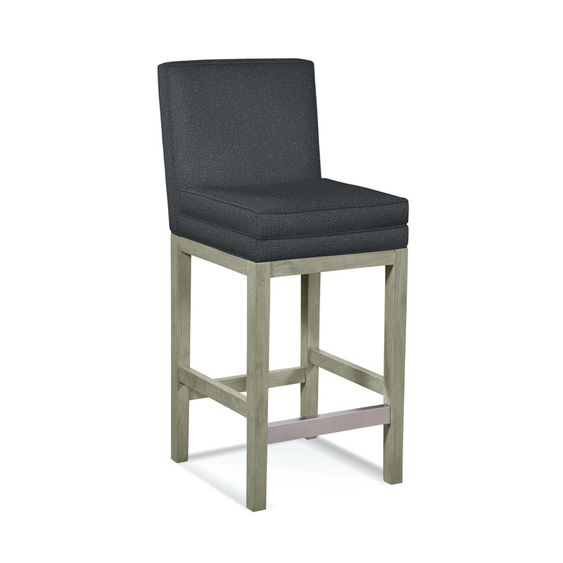 Upholstered Stool, White Textured Performance; 0865-91, Greystone Finish