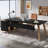 71" W L-Shaped Desk with Drawers and File Cabinet, Modern Executive Office Desk-764028292