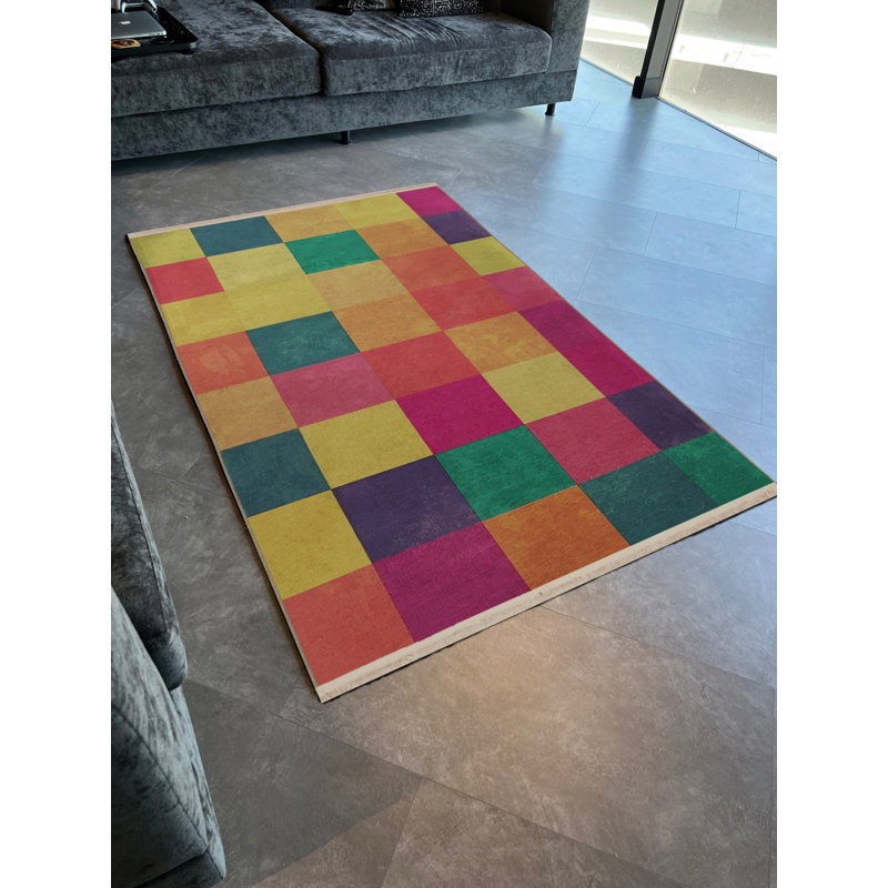Tapis en polypropylène à motif écossais Senikka, Rectangle 2 pi 7 po x 9 pi 10 po