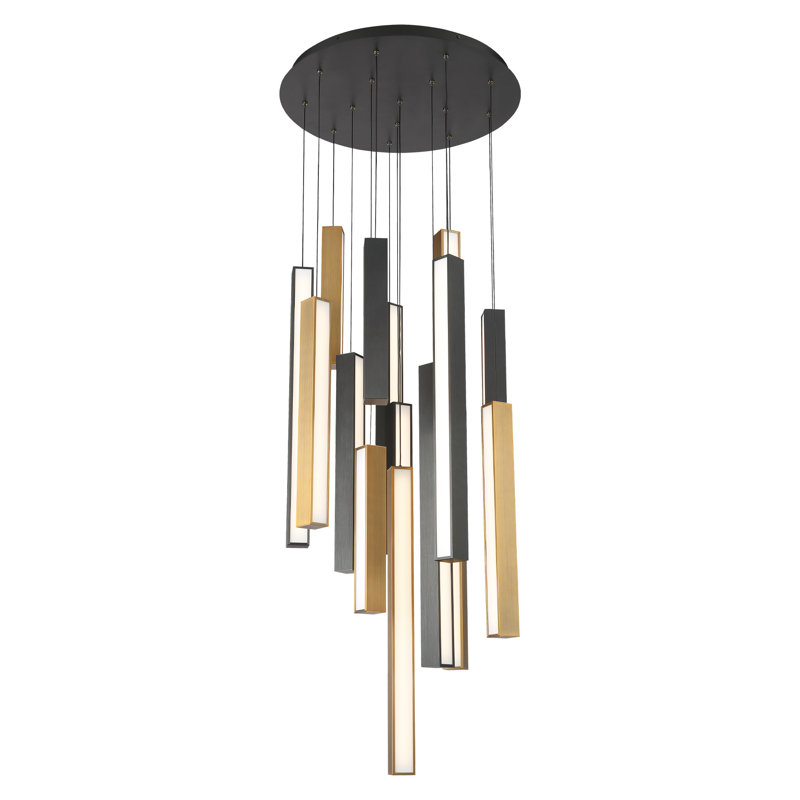 Chaos Multi LED Light Cluster Round Pendant, Aged Bronze/Black, 15