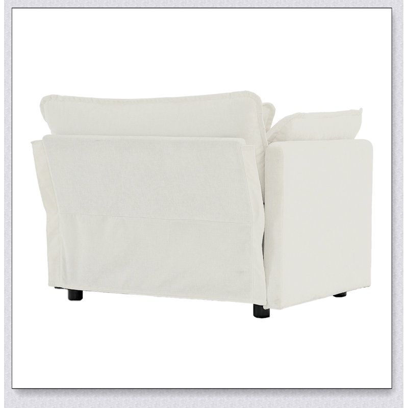 Fauteuil de salon rembourré Comfy, Blanc / Blanc