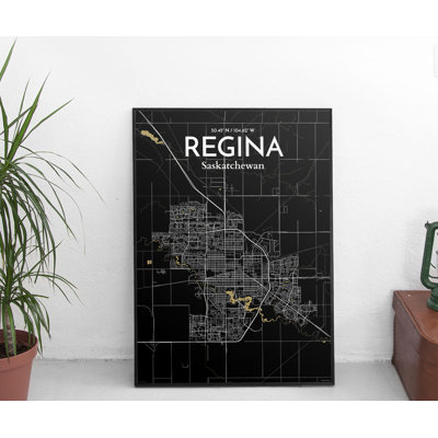 Regina City Map - No Frame Print