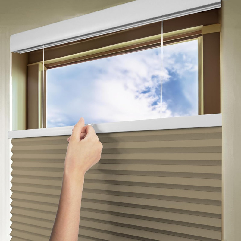 Blackout Cordless Top Down Bottom Up Cellular Shades, Tan, 63.5"W x 48"L