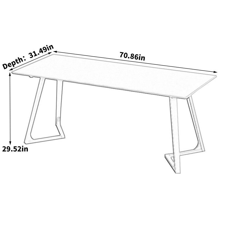 Yailine Solid Wood Dining Table, 29.52"H X 70.86"L x 31.49"W
