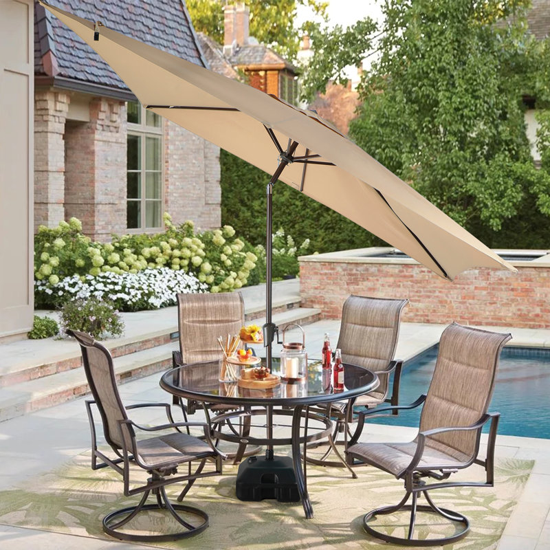 Parasol de marché rectangulaire avec base