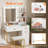 Vanity With Mirror And Lights, Adjustable Color/brightness, White Makeup Desk With 2 Drawers And Stool For Bedroom, Bathroom, Makeup Room