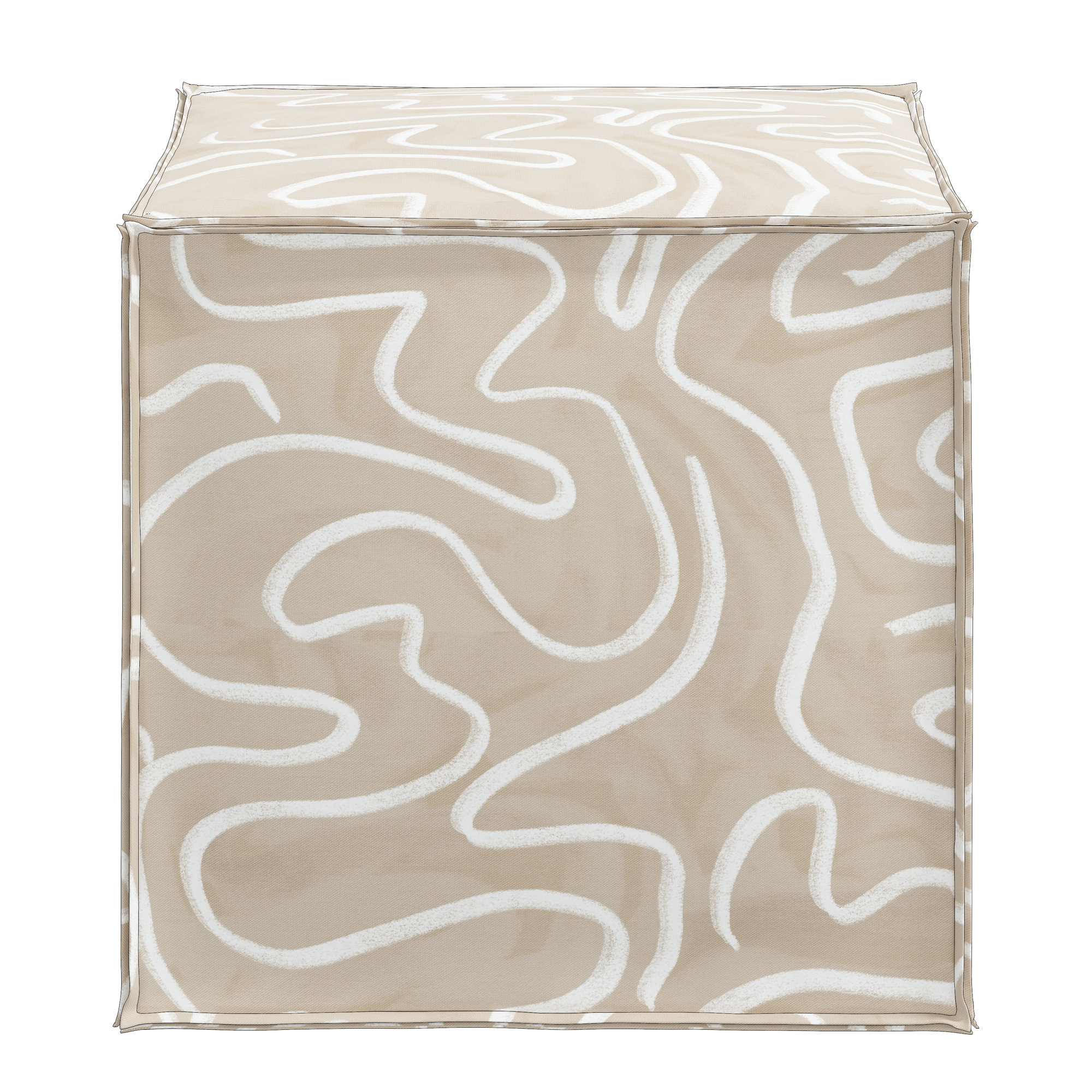 Upholstered Ottoman, Evelyn Natural Asbtract