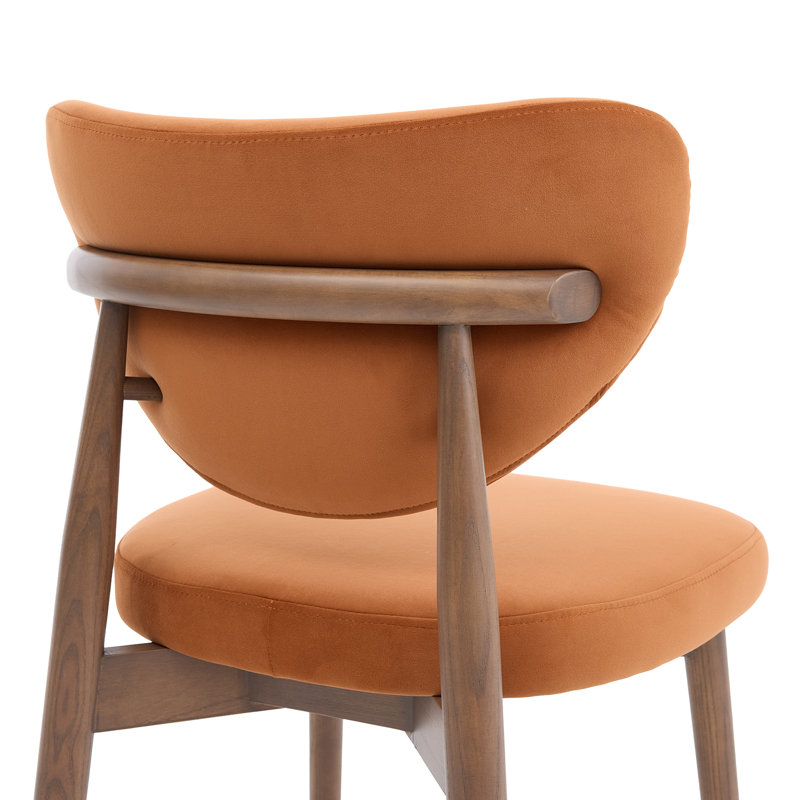 Valen Set of 2 Rusty Orange Fabric Dining Chairs, Orange