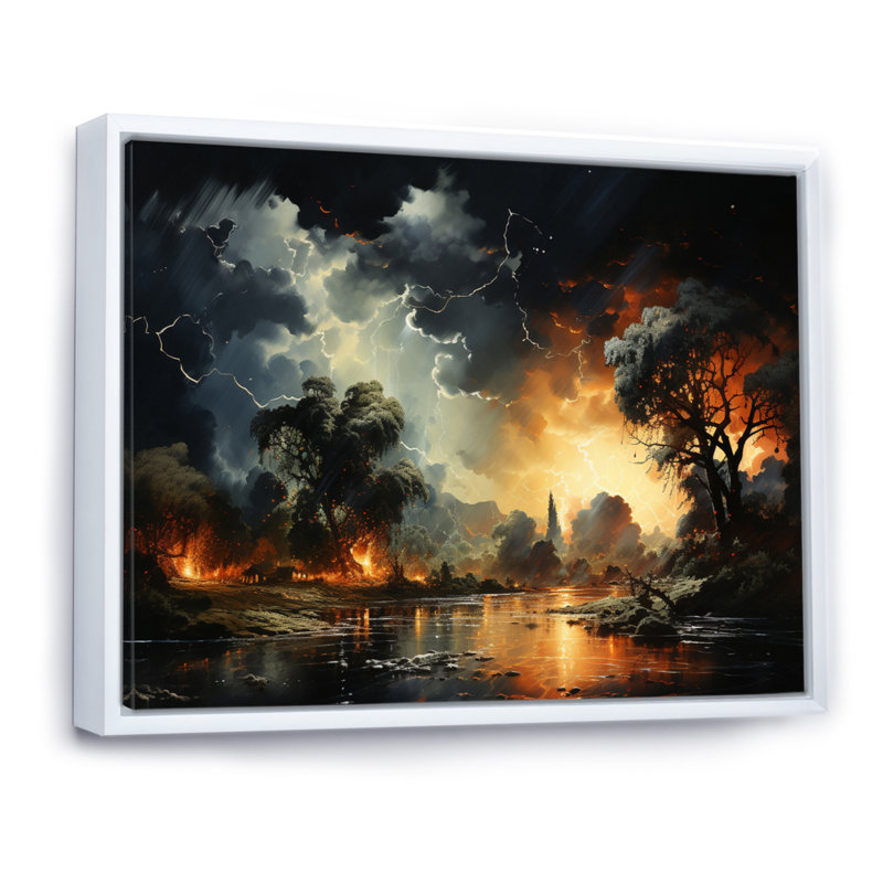 Storm Electric Dance I - Landscapes Wall Decor, Cadre flottant blanc, H 16 po x l 32 po x P 1 po
