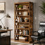 Bibliothèque classique en bois, tablettes élégantes, bibliothèque autoportante robuste