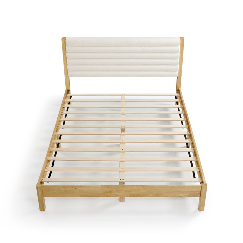 Casondra Upholstered Platform Bed, Natural Wood