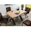 Solid Wood Top Metal Base Dining Table-64126008-64126009-64126017