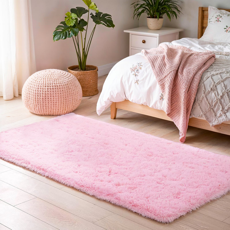 Super Soft Shaggy Area Rug, Light Pink, Rectangle 120 x 170 cm