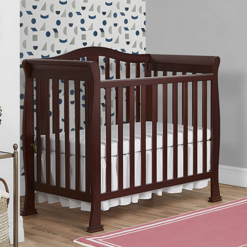 Espresso 4-in-1 Convertible Mini Crib with Mattress Pad