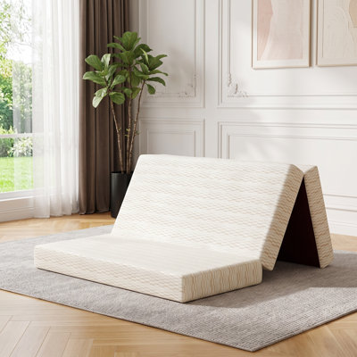 Matelas en mousse viscoélastique pliable 6 "à 3 plis - Matelas pliable portatif pour voyage, camping et invités, avec sac de rangement gratuit