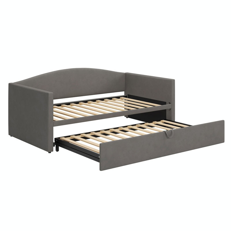 Horta Twin Size Daybed with Extended Pop Up Trundle, Gray