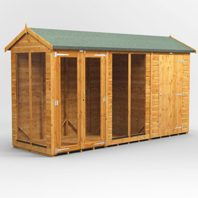 Powersheds 12 x 4ft Timber Tongue & Groove Apex Summerhouse Combi (includes 4ft Side Store)