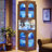 78” Rustic Corner Bookshelf Bookcase With Doors, Corner Display Cabinets With Led Light