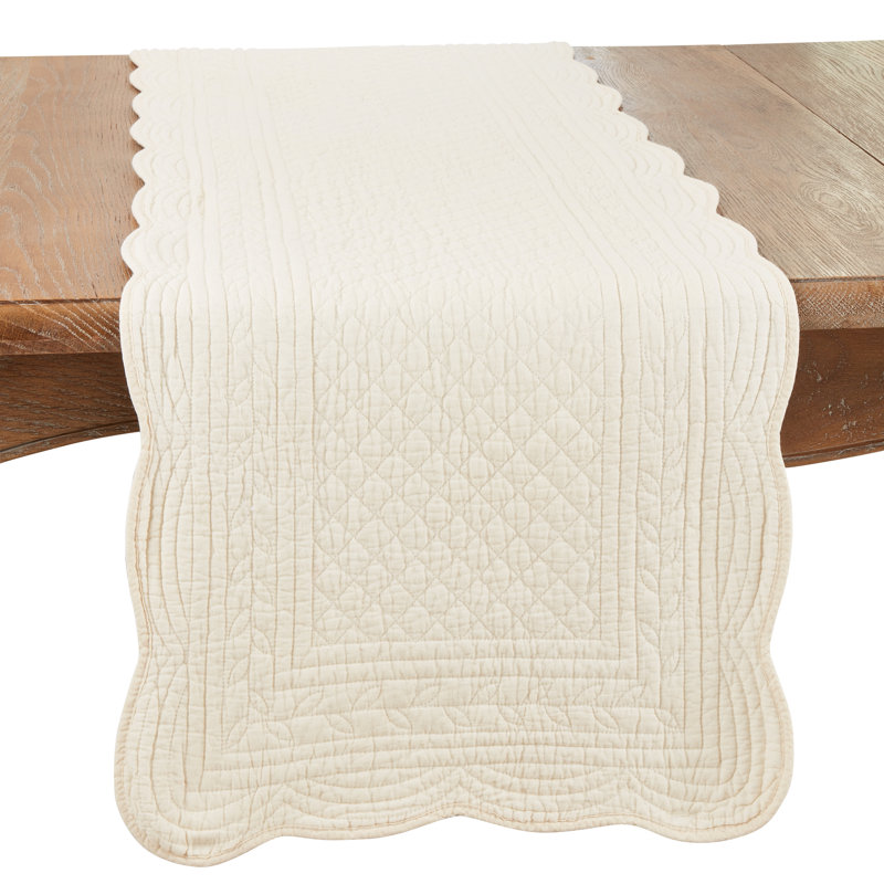 Sophisticated Quilted Table Runner, Ivory