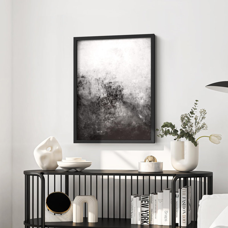 Illustration abstraite de l'espace contemporain noir avec petit décor, Noir, H 14 po x l 11 po