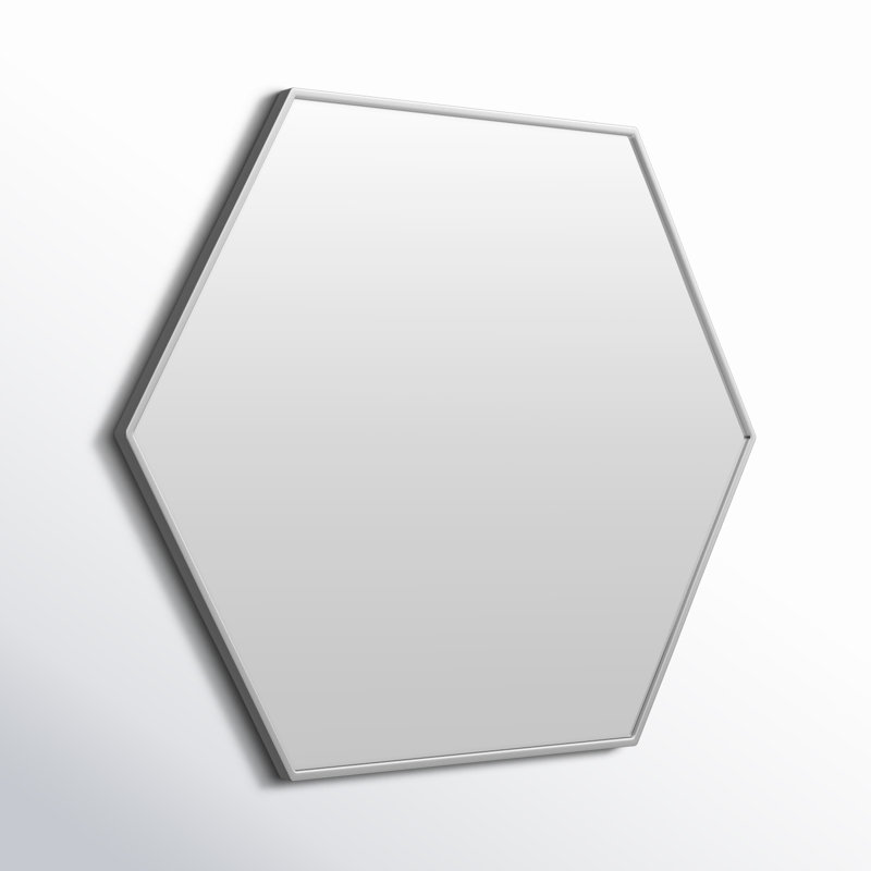Sabine Metal Hexagon Wall Mirror, Silver, 35" x 41"