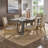 Cipolla 72" Wood Finish Rectangular Dining Set - 7-Piece, Dining Table, Beige Fabric Arm Chairs And Side Chairs-106895647